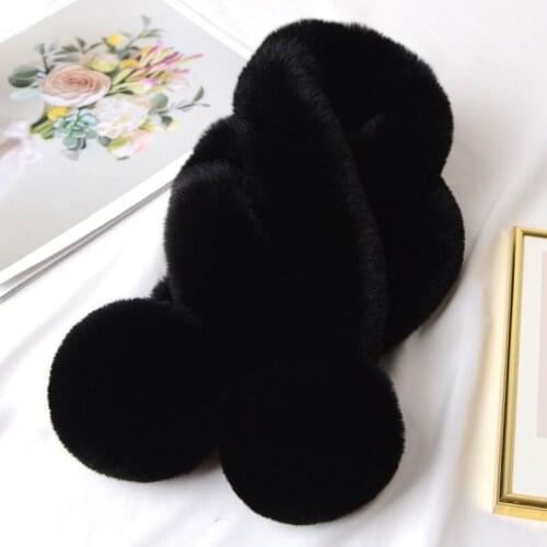 Black Fashion Autumn Winter Lady Women Faux Fox Furry Plush Scarf Grass Collar Fur Scarf Korea Neck Warmer New Year Gift Bufanda