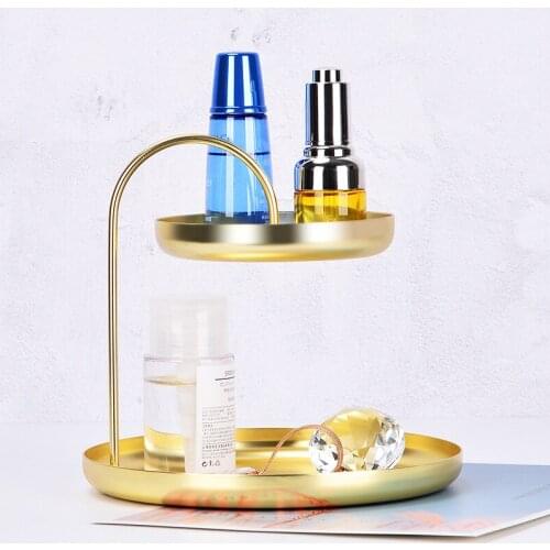 Double Tier Gold Storage Holder for Living Room Bathroom Organizer Kitchen Food Fruit Cake Cupcake Holder Jewelry Display Rack