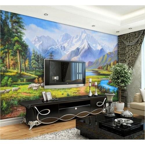 European pastoral beauty scenery oil painting 3D wallpaper TV background wallpaper living room sofa bedroom decorative painting