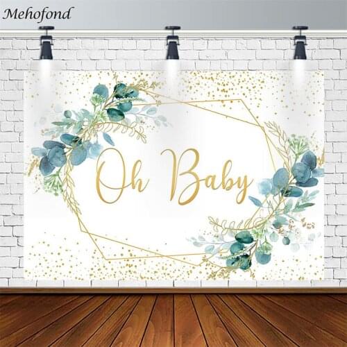 Eucalyptus Leaves Baby Shower Backdrop Girl Boy Golden Dots Wallpaper Photography Background Photo Studio Photophone Decor Props