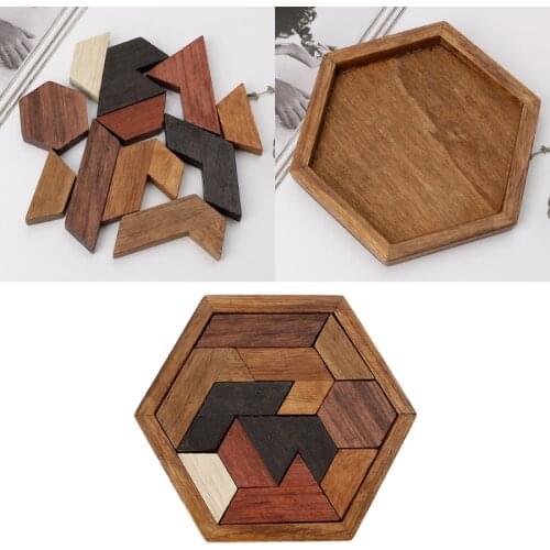 3D Chinese Wooden Puzzle Game Chexagon Model Brain Teaser Jigsaw Building Boards for Kids Children Educational Toys gifts