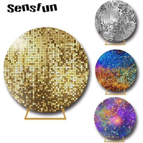 5 Options Glitter Sequin Round Photography Backdrops Wedding Baby Shower Retro Disco Party Photobooth Shine Twinkle Table Cover