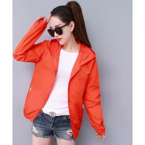 2019 Autumn Summer New Women Jackets Long Sleeve Casual Thin Sun Protection Coats Female Hooded Windbreaker Outerwear Tops M208