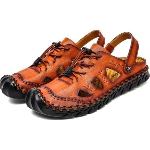 Summer 2021 High Quality Plus Size Leather Mens Sandals Breathable Non-slip Casual Shoes Beach Mens Shoes