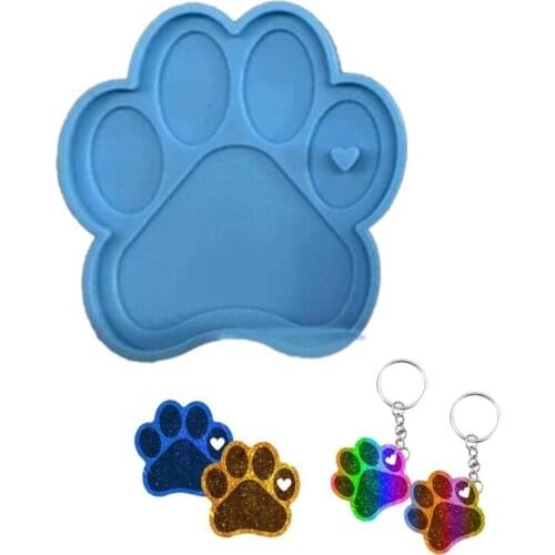 M2EA 3 Pcs/Set Dog Paw Style Keychain Epoxy Resin Mold Necklace Pendant Silicone Mould DIY Crafts Jewelry Casting Tools