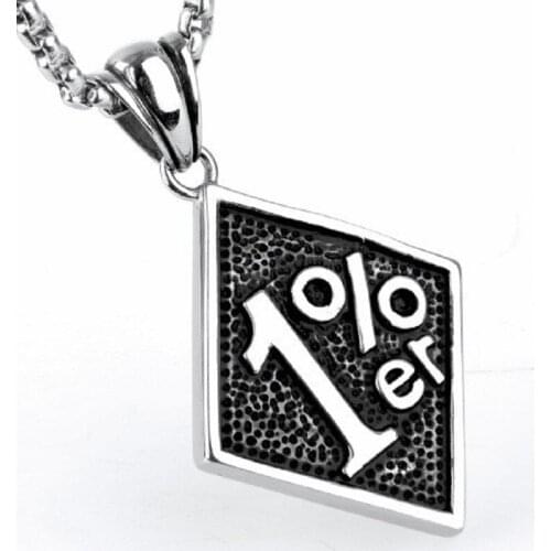 Men Silver color 316L Stainless Steel 1%ER Motorcycle Club Biker Pendant Mens Jewelry