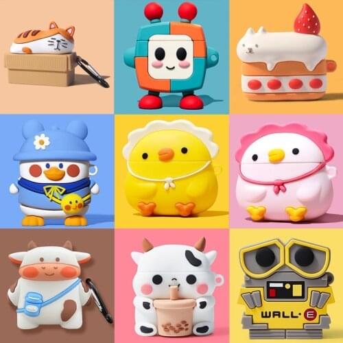 Adorkable Chick Duck Cow Cartoon for AirPods 1 2 3 Pro Silicone Soft Earphone Case for Airpods Pro Wireless Charging Cover Box
