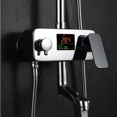 Vidric Vidric LCD Digital Display Shower Faucet Set Water Dynamic Digital Display Mixer Tap Wall Mounted Bathroom Shower Mixer T