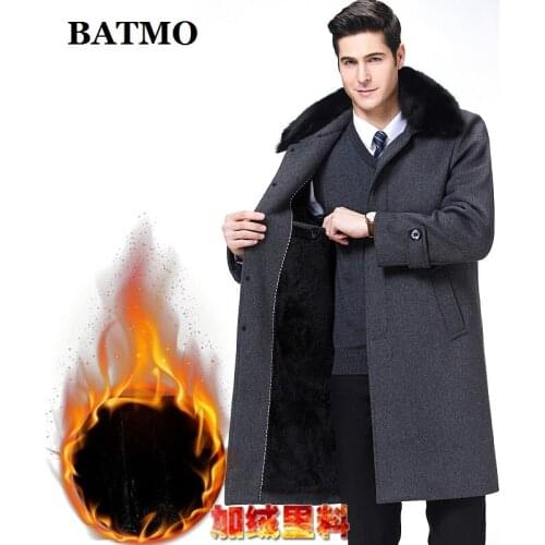 BATMO 2019 new arrival autumn&winter high quality wool long trench coat men,mens wool jackets,warm coat,plus-size M-XXXL,1688