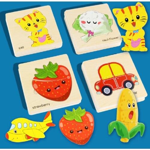 Montessori Materials Educational Wooden Toys for Children Early Learning Preschool Teaching Intelligence Puzzles Jigsaw Fruits