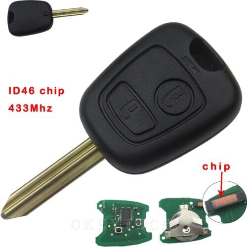 OkeyTech 1pcs 2 buttons Remote control key ID46 Chip 433Mhz For Citroen Saxo Picasso Xsara Berlingo Car Key 2002-2008
