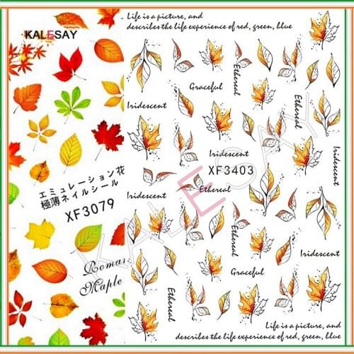 Autumn Abstract Maple Leaf Nail Art Stickers for Manicure Cute Nail Design Decoration Decals Back Glue Designer Nail Art Decor