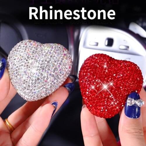 Crystal rhinestone heart shape perfume car air freshener outlet diamond car perfume fragrance car accessories for women