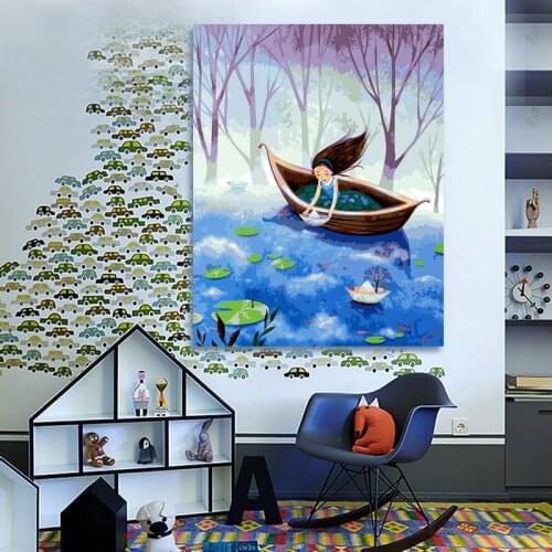 Coloring by numbers little boat modular painting digital paint by numbers diy digital painting diy oil painting