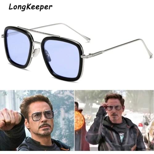 Luxury Fashion Tony Stark Style for women Sunglasses Men Square Brand Design Sun Glasses Oculos Retro male iron Man oculos de