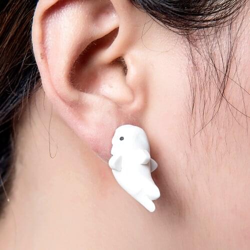 TTPAIAI 30 Brand Handmade Polymer Clay White Shark Stud Earrings Fashion Cute 3D Animal Earrings For Women Girl Kid Jewelry Gift