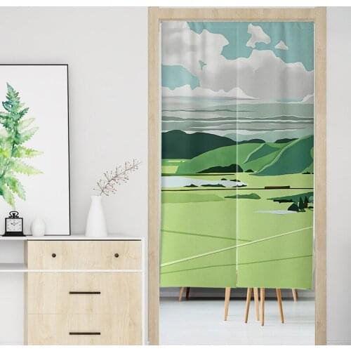 Nordic Cartoon Landscape Pattern Door Curtain Bedroom Kitchen Decoration Shade Curtain Hanging Curtain Feng Shui Curtain Noren