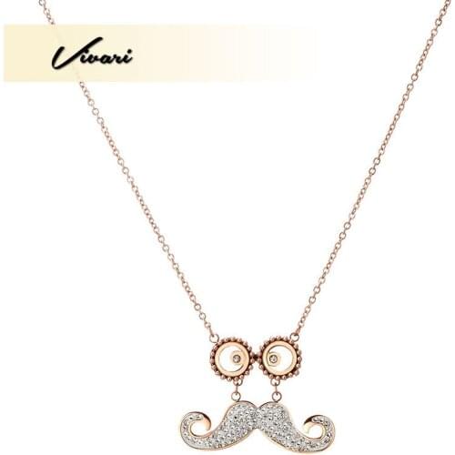 Vivari Trendy Stainless Steel Necklace For Women Gold Color Crystals Cute Eye Moustache Shape Jewelry Necklace Pendants