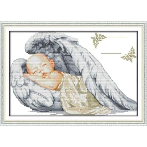Little angel birth certificate printed on the canvas 11CT 14CT DIY kit Cross Stitch embroidery needlework Sets home decor