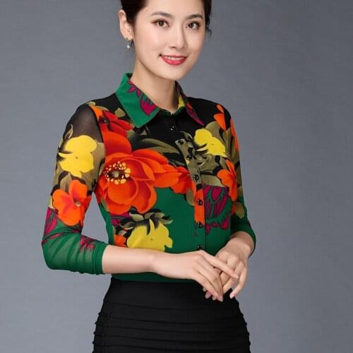 2019 Spring Fall Woman Floral Print Long Sleeve Cardigan Blouse And Top Shirt , Women Printed Fashion 4xl Office Blouses Tops