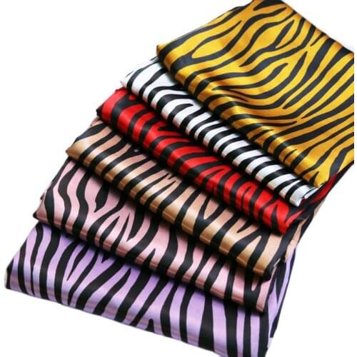 100cm*148cm Zebra Striped Design 100%Polyester Satin Fabric Soft Charmeuse Dress Lining Textile Soft