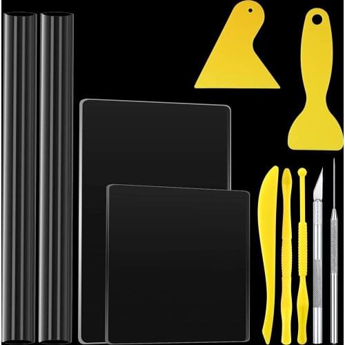 11pcs Polymer Clay Tool Kit Plastic Cutter Acrylic Roller Scraper Rolling Pin Set Pottery Ceramic Sculpting Modeling Making Tool