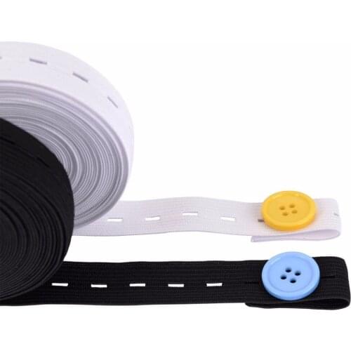 2 meters White and Black Sewing Knit Buttonhole Flat Elastic Bands