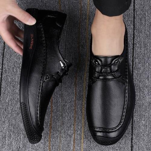2021 Genuine Leather Mens Casual Shoes Moccasins Men Loafers Spring Autumn New Fashion Sneakers Male Lace-up Leisure Walk Shoes