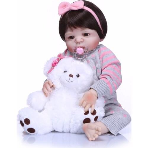 22" 55cm Full Body Silicone Reborn Baby Doll Toys Lifelike Princess Doll Child Birthday Christmas Gift Girls Brinquedos