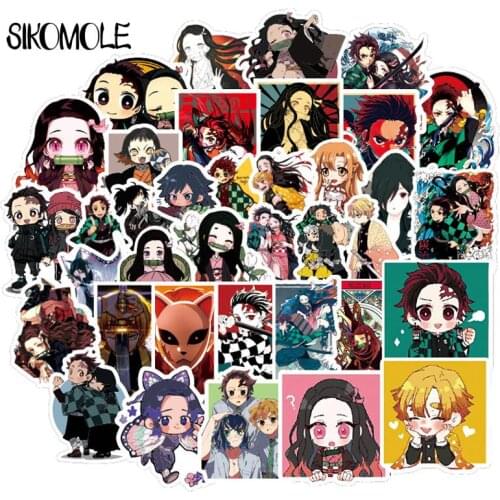 50pcs Demon Slayer: Kimetsu no Yaiba Anime Sticker Stickers PVC Graffiti Stickers Suitcase Luggage Guitar For Children Toys F3