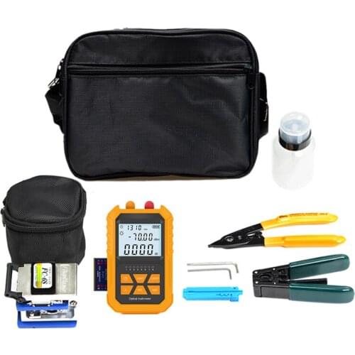6 in 1 FTTH Optical Fiber Tool Kits FC-6S Cable Stripper Optical Power Meter Alcohol Bottle Tool Kits Bag