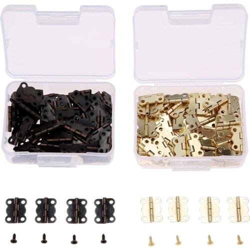 60Pcs 16*12mm Cabinet Door Hinge Furniture Jewelry Wood Boxes Decorative Hinge Furniture Fittings With Screws