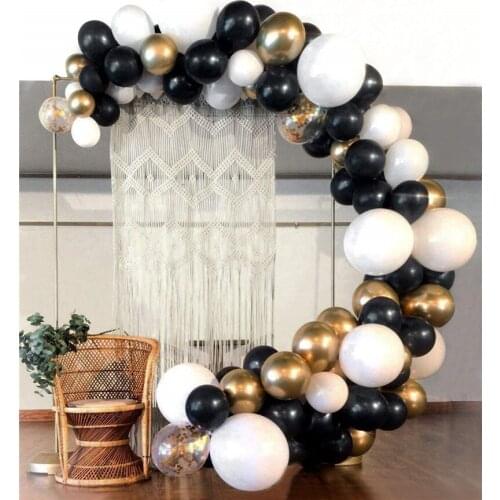 92pcs Balloon Garland Arch Kit 16ft Black Gold and White Balloons for Birthday Party Graduation Event Decorations Baby Supplies