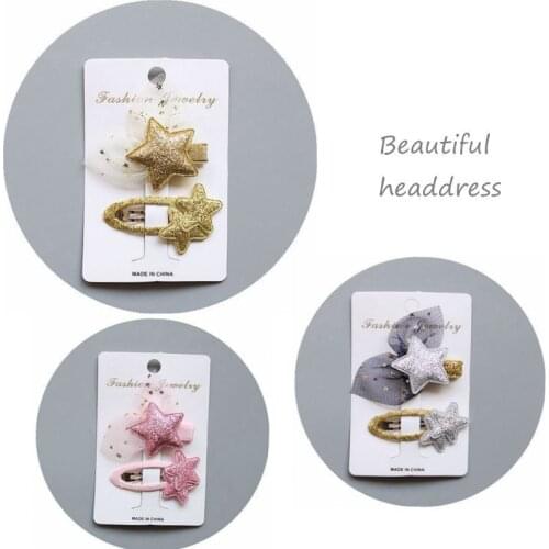 Female baby shiny princess hairpin cute sweet shiny lace star flower hair clip child baby hair clip accessories