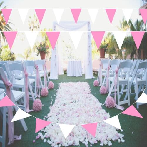 8M/16M/24M/32M White Pink Bunting Banners Holiday Pennant Beauty Mariage Wedding Garland Flags Birthday Party Solemn Decoration