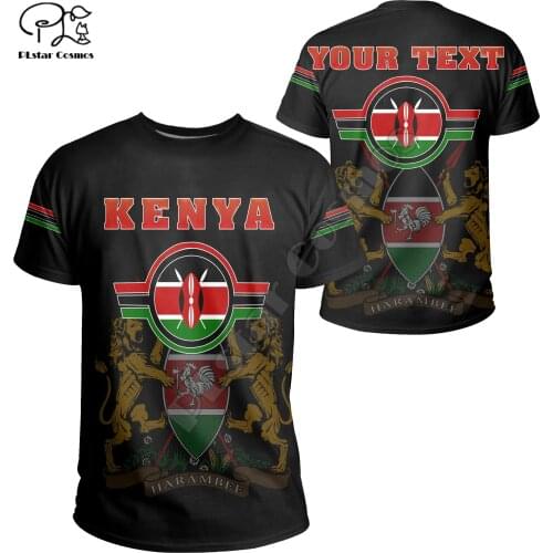 PLstar Cosmos Newest Africa Kenya Country Flag Tribe Culture Tattoo 3DPrint Streetwear Summer Funny Tee Short Sleeve T-Shirts A1