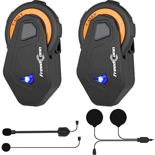 Freedconn T-MAX E 1000M 6 Riders Group Talking Bluetooth Motorcycle Intercom Helmet Headset with FM Radio Function TMAXE