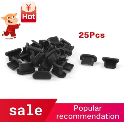 Hot 3C-25 Pcs Anti Dust Black Soft Plastic Dock Cover mini USB Port Ear Jack