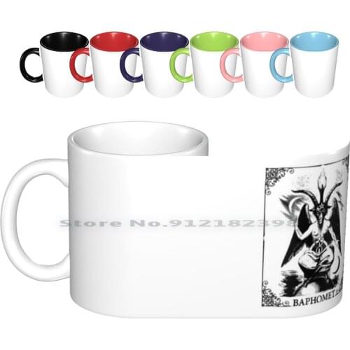 Illustration Of Baphomet Ceramic Mugs Coffee Cups Milk Tea Mug Devil Black Lucifer Pentacle Evil Satan Symbol Occultism Satanic