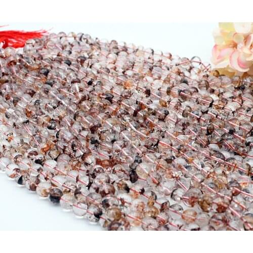 10-14mm Natural Smooth Floral Crystal round stone beads For DIY Bracelet Necklace Jewelry Making Strand 15"
