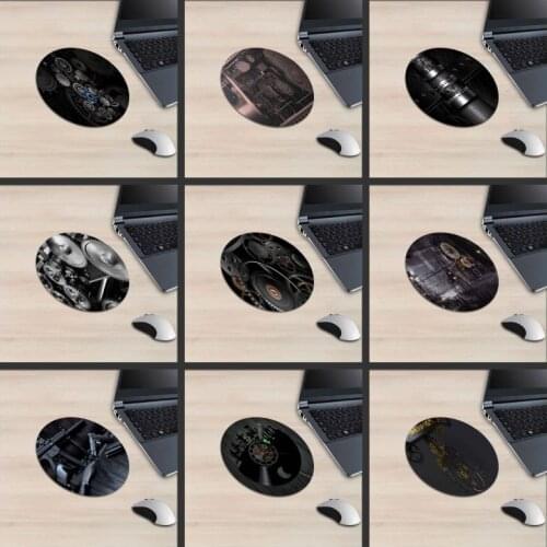 XGZ Machine Gear Round Mouse Pad Rotation Axis Image HD Metal Texture Firearms Dismantling Figure Robot Tape Desk Mat Rubber