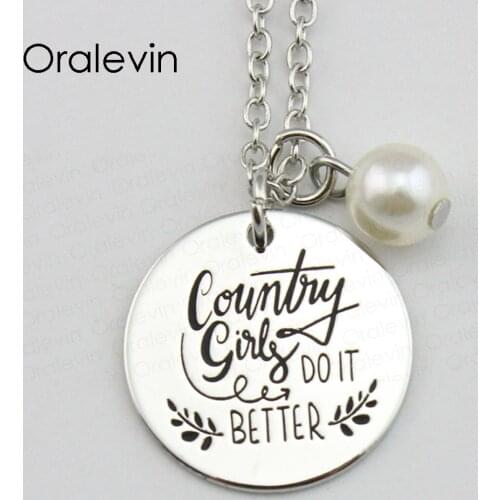 Hot Fashion COUNTRY GOING DO IT BETTER Inspirational Hand Stamped Engraved Custom Pendant Necklace Jewelry,10Pcs/Lot, #LN1613