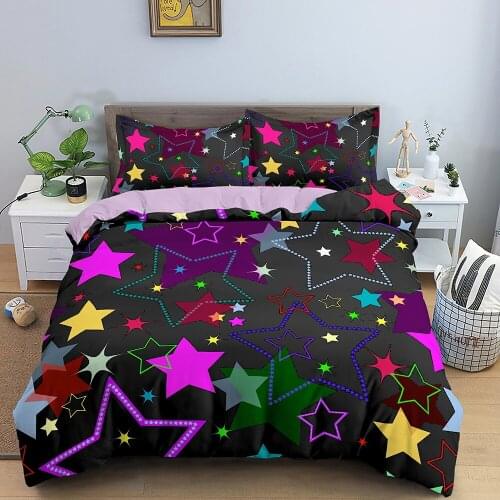 Colorful Little Stars Bedding Set Fashion 3D Print Comforter Luxury Queen King Single Duvet Cover Set Home Textile Decor Modern