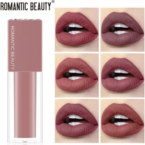 6 Colors Matte Lip Glaze Gloss Waterproof Sweat-proof Non-fading Non-stick Cup Lip Mud Long Lasting Makeup Lipstick TSLM1