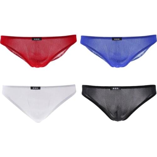 Soft Mesh Briefs Glitter Pants See through Underwear Thongs for Men