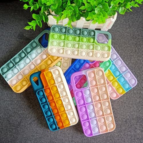 Relive Stress Phone Case For iPhone 12 11 Pro X XR XS Max 7 8 Plus SE 2 Pop Fidget Toys Push Bubble Soft Silicone Phone Case