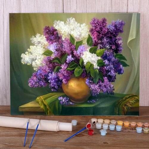 Lilac Flower Paint By Numbers Complete Kit Acrylic Paints 50*70 Boards By Numbers Loft Picture Children Handicraft