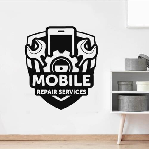 Mobile Phone Repair Service Sign Wall Vinyl Stickers Gear Screwdriver Tools Art Sticker Wallpaper Phone Shop Wall Decals