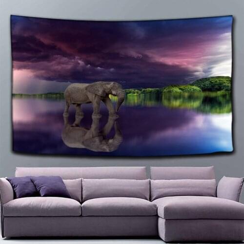 Wall Hanging Tapestry Indian Style Elephant Throw Yoga Mat for Home Bedroom Decor Mandala Polyester Square Tapestry