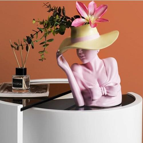 Nordic elegant goddess vase resin statue vase plant flower pot dining table flower arrangement container living room decoration